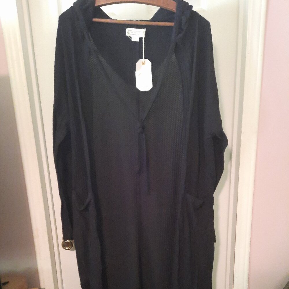 L  Love Riche Black Knit Hoodie Cover-up/Sweater